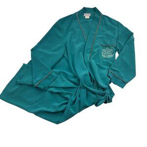 Natori II Vintage Minimalist Long Green Robe Women's Size L/XL
